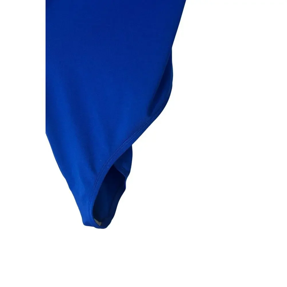 Vtg Cole of California One Piece Swimsuit XL Royal Blue High Cut Crisscross Back